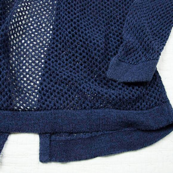 Knit by Hampshire Studio Womens Beach Fisherman Knit Open Front Cardigan Navy| M - Picture 12 of 12